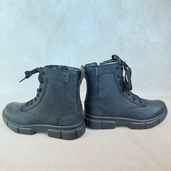 Sorel Explorer Black Leather Lace-Up Combat Boots Side Zip Women size 8 - Picture 7 of 14